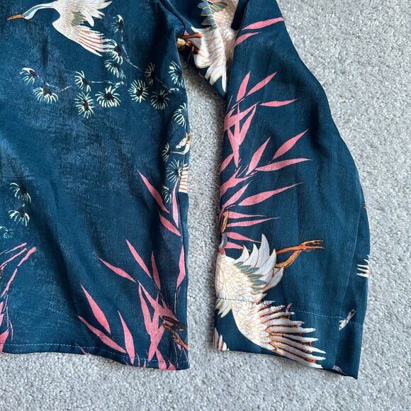 NWT ASOS Blue Swan Silky Smooth Button Up Cropped Oversized Blazer Kimono US 6 - Picture 6 of 11